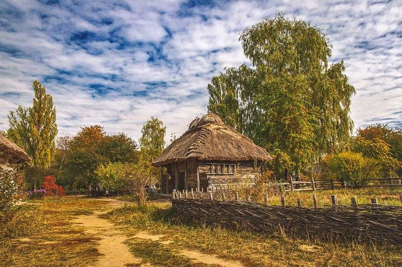 Пирогово,мельница,пейзаж,природа,лето,село,девушки,сеновал Village sketchesphoto preview