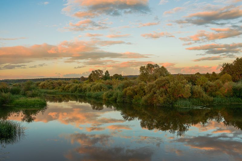 природа закат река облака отрожение Летоphoto preview