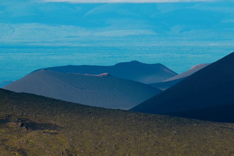 россия, камчатка, полуостров, природа, пейзаж, вулкан, лава, пепел, конус, рассвет Камчатская акварель фото превью