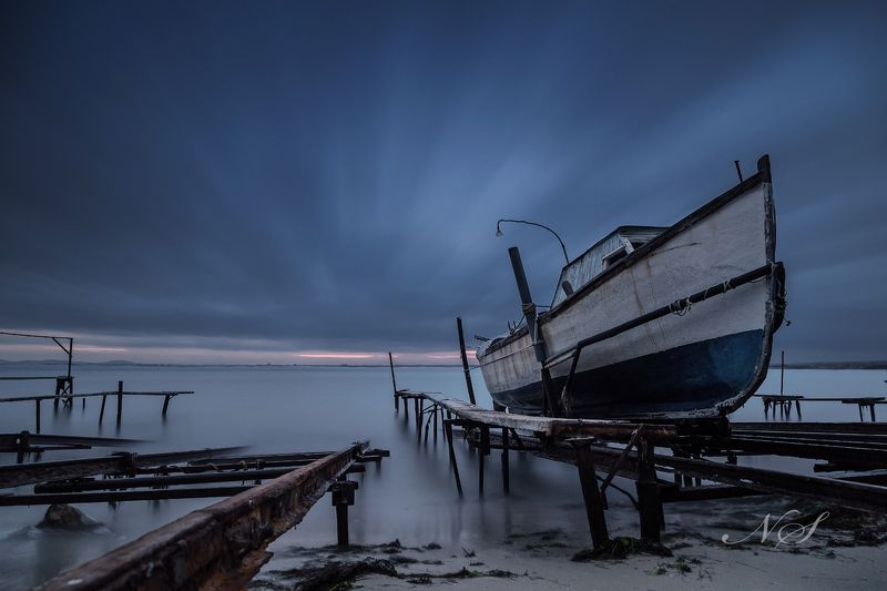 black sea, boat, beach, bulgaria, long exposure Fishing boat on the beachphoto preview