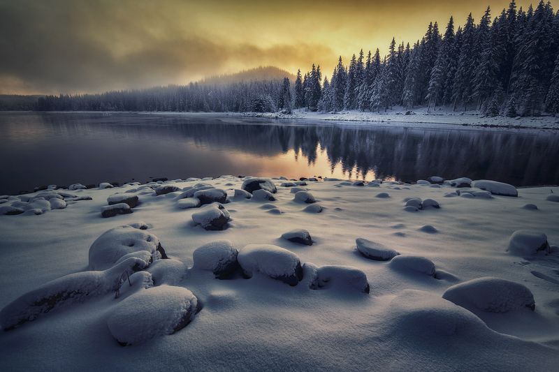 пейзаж, природа, landscape, nature, snow, sunrise The first snow.photo preview