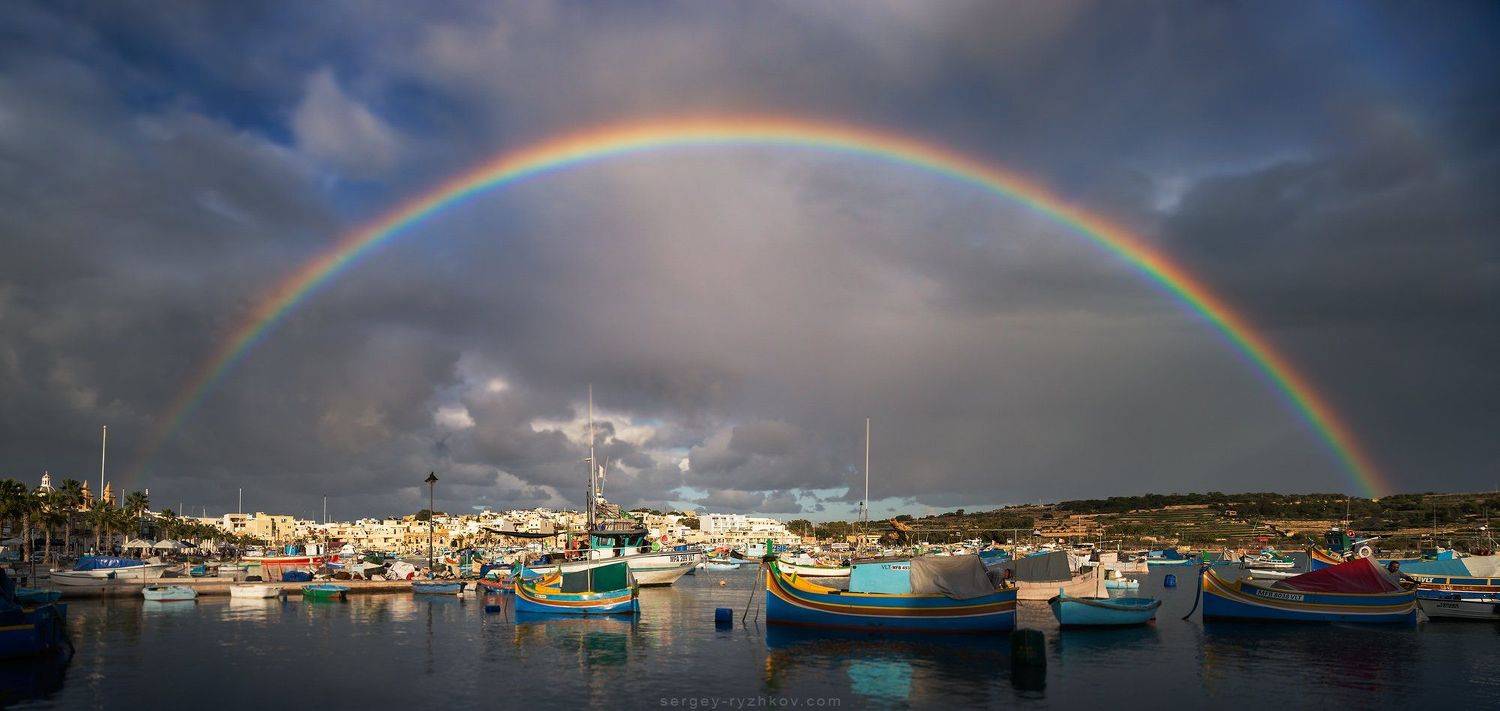 Мальта, Марсашлокк, Европа, панорама, город, malta, marsaxlokk, rainbow, радуга, , Сергей Рыжков