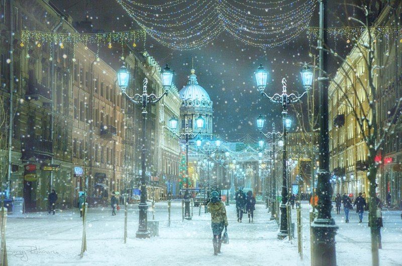 питер, санкт-петербург, снегопад, ночь, зима, снег, рехов, сергейрехов, rekhov, sergejrekhov Новогодний Питерphoto preview
