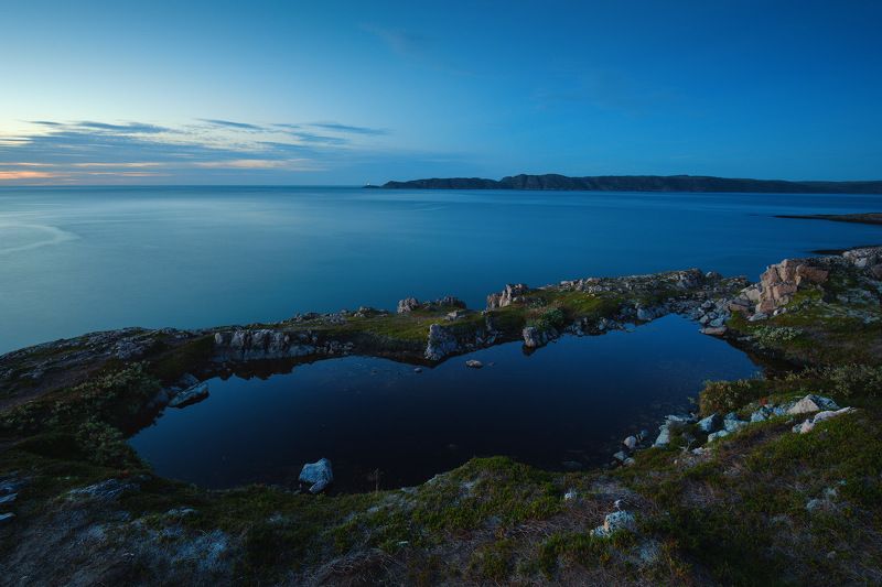 россия, кольский полуостров, север, териберка, природа, пейзаж, осень, море, закат, сумерки, вода, волна, камни, длинная выдержка  на, камни, длинная выдержка Русский Север фото превью