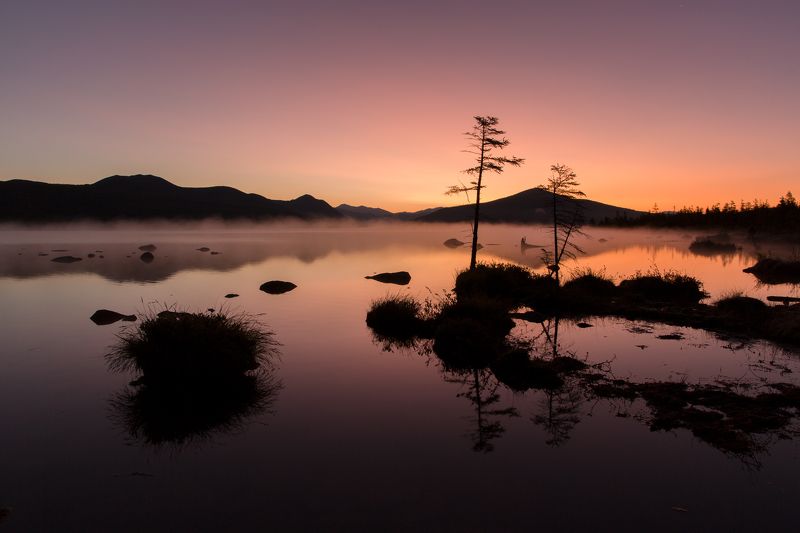 озеро, рассвет, тишина, отражение, сумерки, колыма Рассвет в японском стилеphoto preview