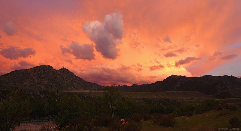 алтай, закат, горы, катунь ***photo preview