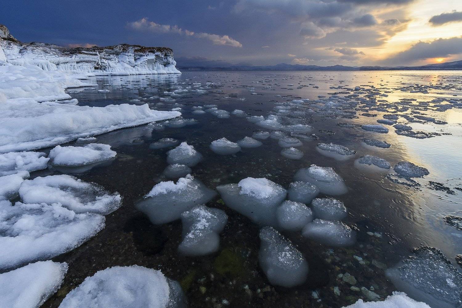 байкал, лед, закат, снег, вода, природа, Елена Вторушина