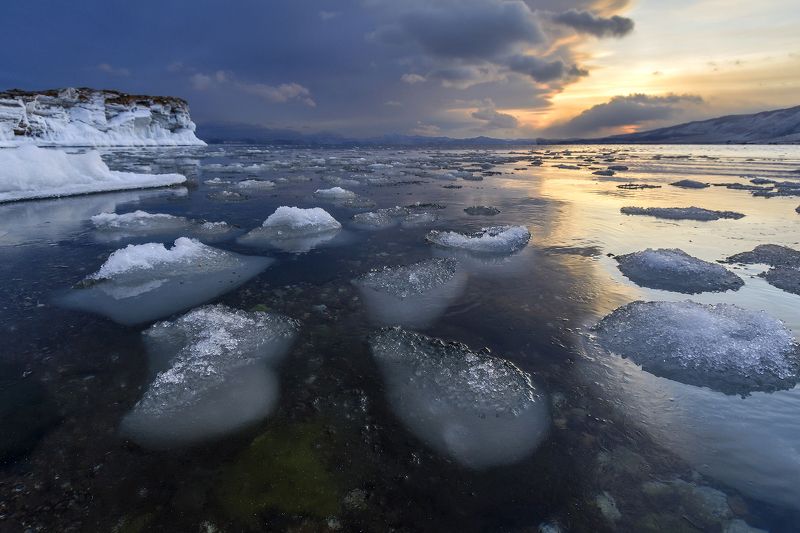 байкал, лед, закат, снег, вода, природа Мини-айсбергиphoto preview