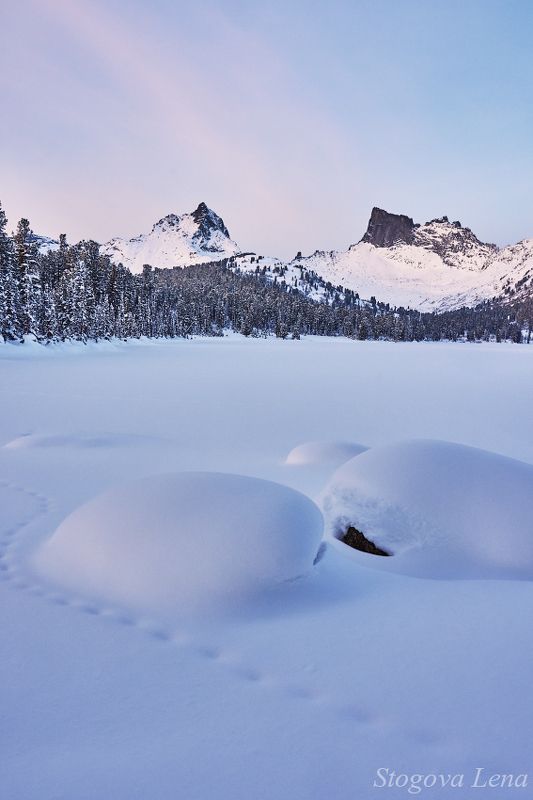 ергаки, озеро светлое, зима, закат Тишина на озереphoto preview