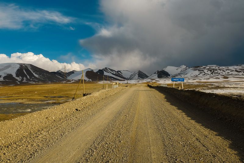 киргизия, азия, пейзаж, природа, весна, горы, ущелье, закат, долина, озеро, путешествие, плато Дорога к высотеphoto preview
