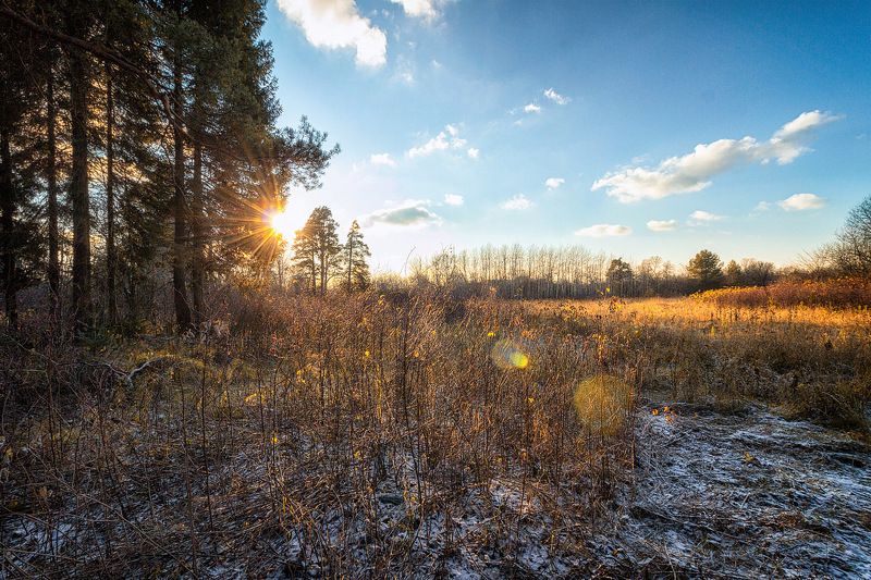 осень, закат, небо, облака, снег Один осенний день семнадцатого...photo preview