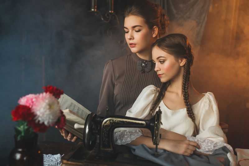 sewing, embroidery, training, skilled worker, family, sister, girl, portrait Sistersphoto preview