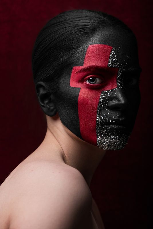 beauty, concept, fine art, red, cross, dark portrait, portrait, make up, world war ii The Red Crossphoto preview