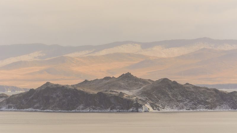 природа, Байкал, острова, вода, облака, лед, рассвет Пастельphoto preview