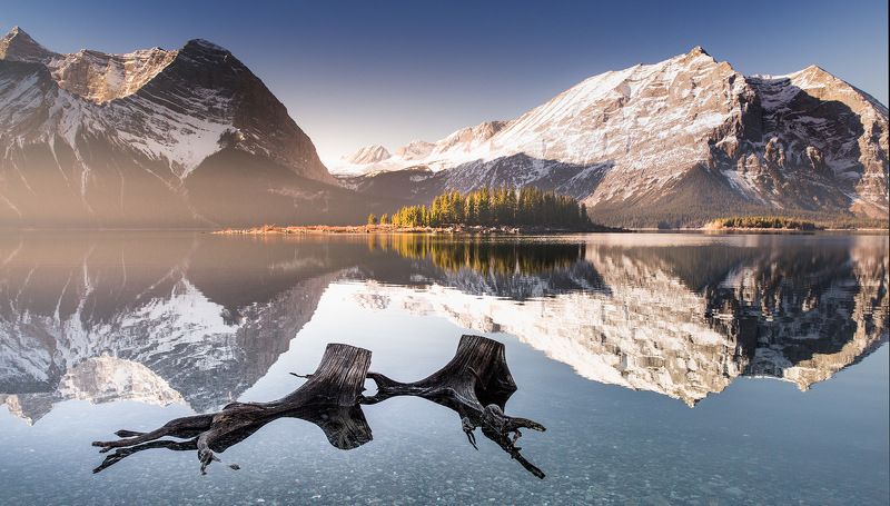 озеро, рассвет, дымка Пловцыphoto preview