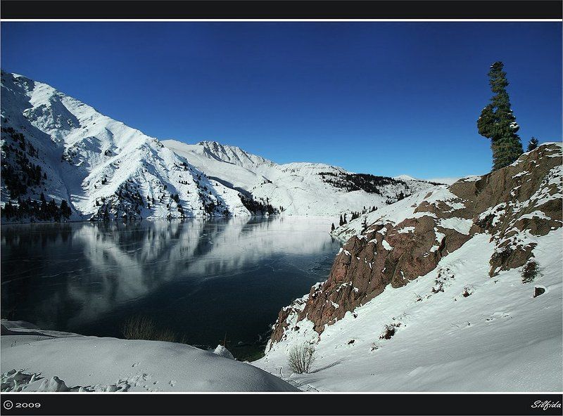 горы, озеро, лёд, зима Горы зимой.photo preview