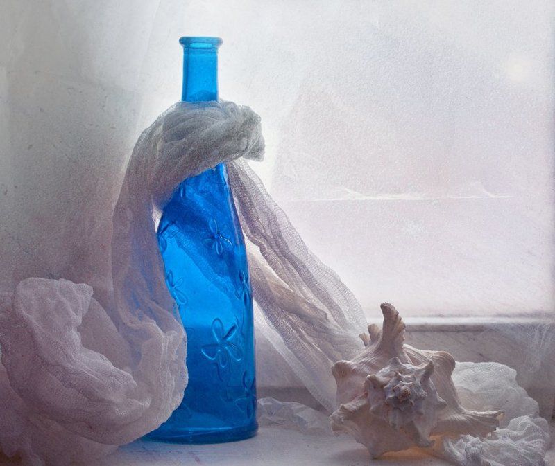 бутылка, ракушка -photo preview