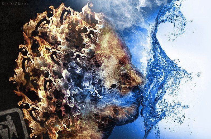 fire, love, water, flame, portrait, kiss, огонь, любовь, поцелуй, портрет Kissphoto preview