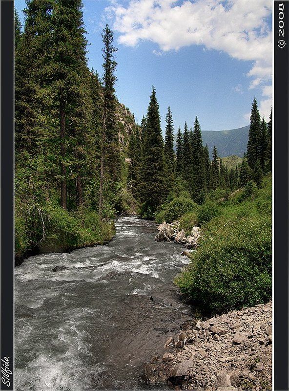 река, горы, лес, водопад Тургеньское ущелье.photo preview