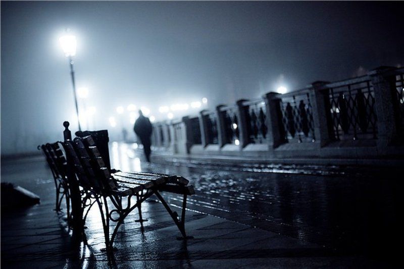 ночь, дождь, силуэт ***photo preview