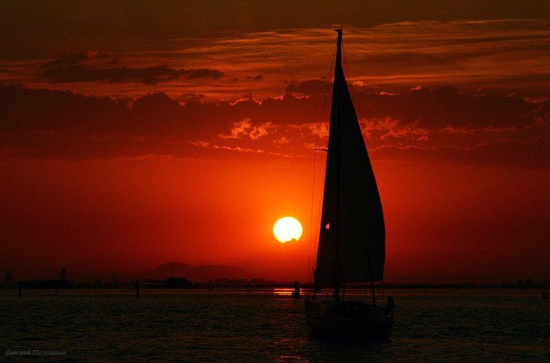 венеция, парусник, закат Венецианские закатыphoto preview