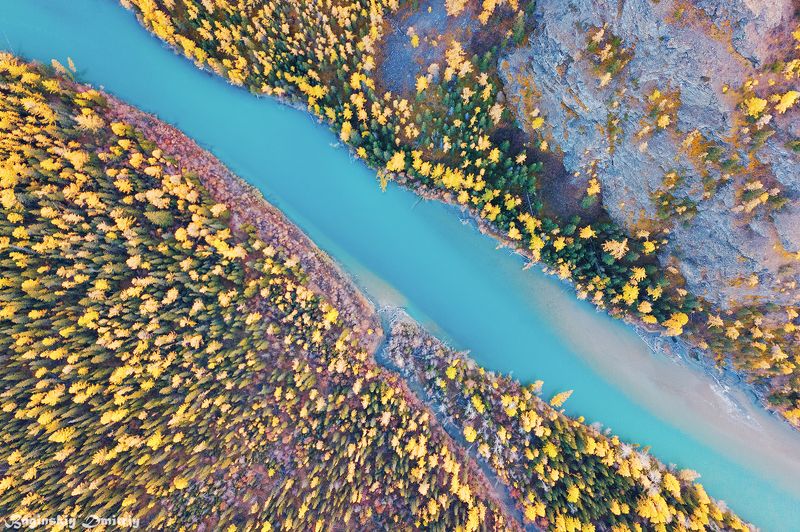 алтай, осень, река Пролетая над Чуейphoto preview