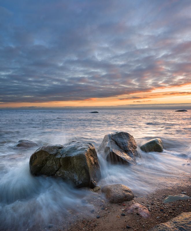 пейзаж, море, камни, утро, рассвет, латвия ***photo preview