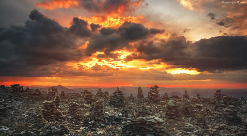 алтай, горы,  горный алтай, закат, небо Взрывной закатphoto preview