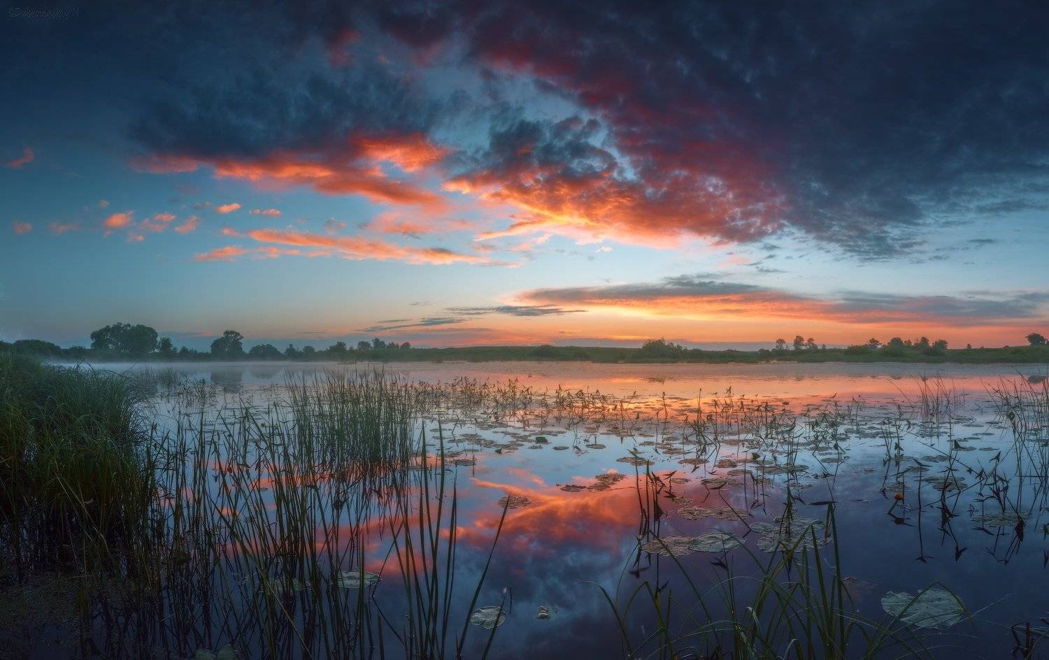рассвет, небо, лето, река, тырница, рязанская область, Михаил Дубровинский