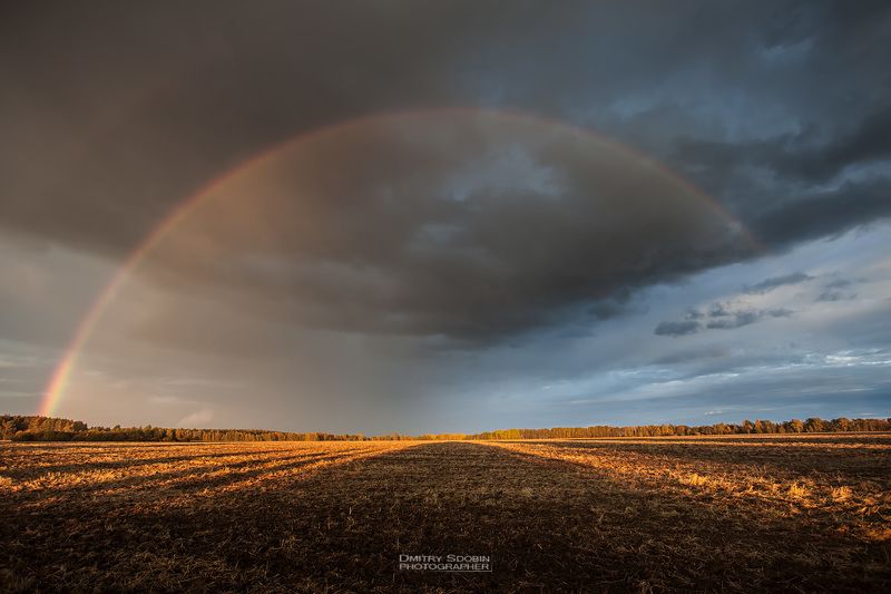 поле, небо, радуга, гроза, природа, пейзаж, nature, landscape, rainbow, sky Геометрияphoto preview