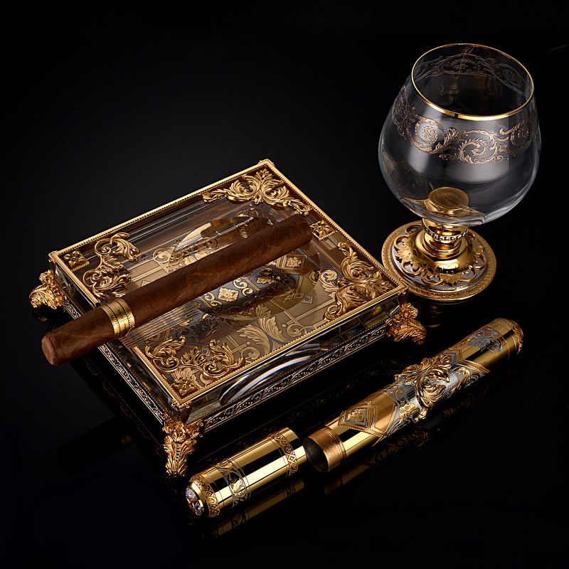 коньяк, сигара, пепельница, предметный фотограф, каталожная съёмка, Коньячный наборphoto preview