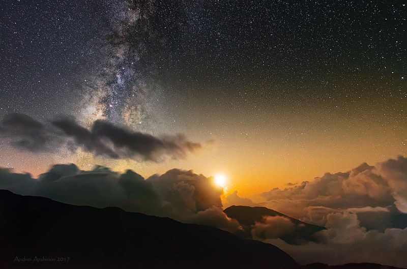 nepal, milky way, stars, lantang, clousky, travel, soft light, Лунная ночьphoto preview