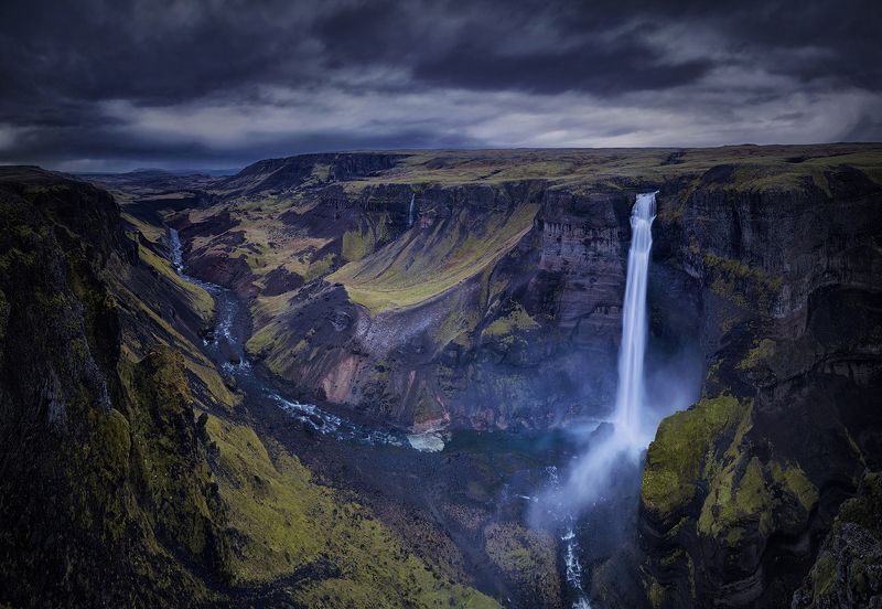 waterfall, landscape, nature, iceland, travel, dark, пейзаж, iceland Haifossphoto preview
