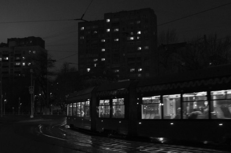 #улица #чб #римская #трамвай Ночная Римскаяphoto preview