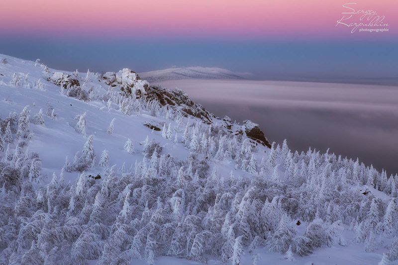 таганай, зима, южный урал Когда уходит день.photo preview
