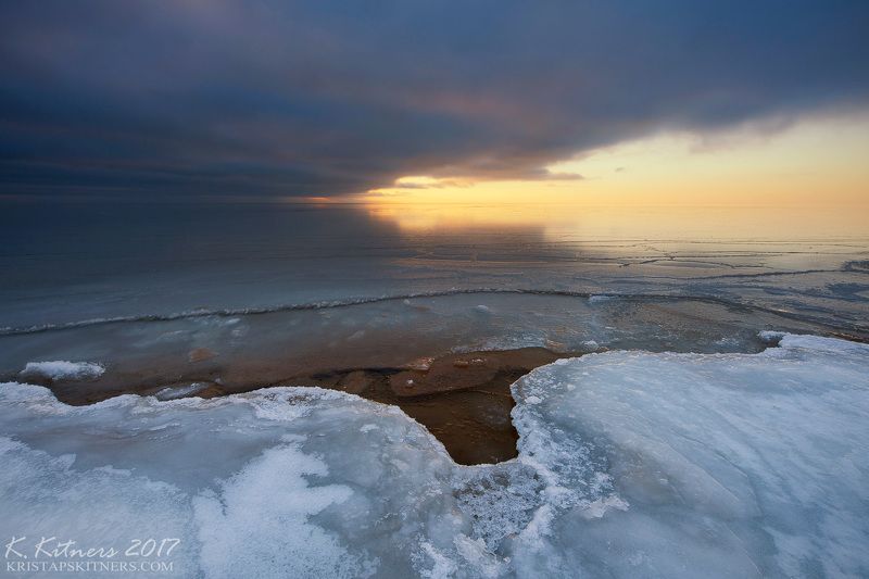 sea seascape ice snow winter sky clouds reflection sunset evening latvia The Ice Notchphoto preview