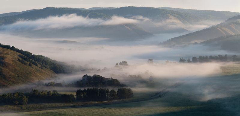 пейзаж,южныйурал, урал, природа,утро, туман,олег_грачёв, Туман в долине.photo preview