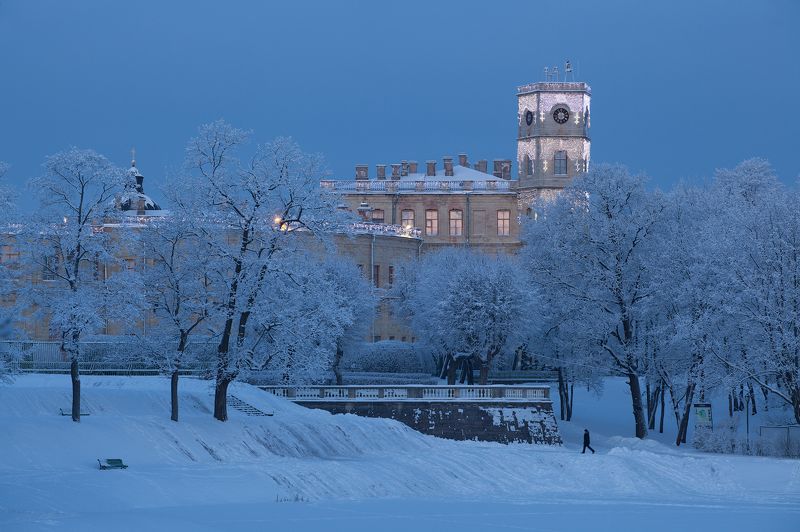 гатчина, зима, гатчинский дворец, приоратский дворец Зима в Гатчине фото превью