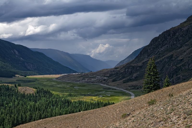 алтай, чуйский тракт, чуя, гроза, горы, акташ Перед грозой в Чуйской долинеphoto preview
