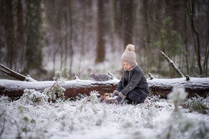 мальчик и зайчикиphoto preview