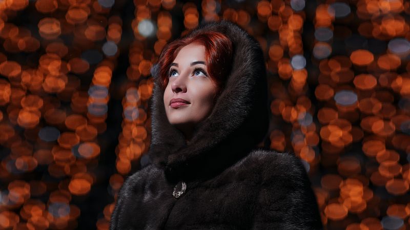 девушка, город, ночь, зима, новый год, фильм Svetaphoto preview