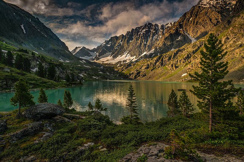 алтай, сибирь, куйгук, катунский хребет, утро, лето Куйгукphoto preview