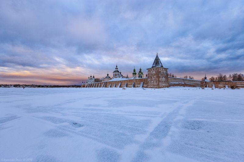 2018, россия, кириллов, зима, утро, лед, снег, небо, монастырь ***photo preview