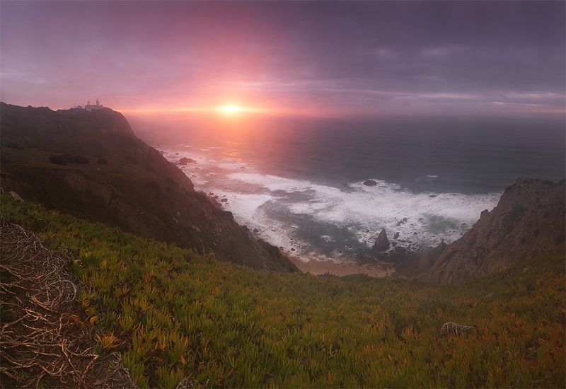 португалия, океан, закат Мыс Рока фото превью