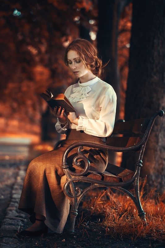 retro woman book autumn Ann of Green GAblesphoto preview