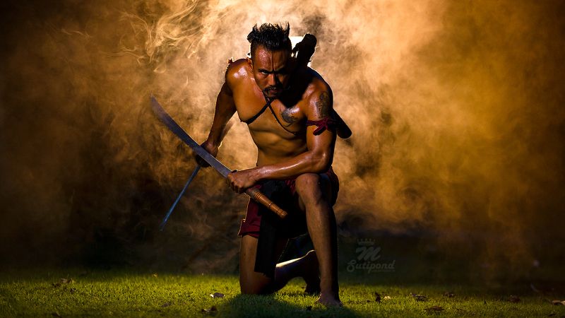 warlord,man,portrait, warrior,Thai,fight, warlord photo preview