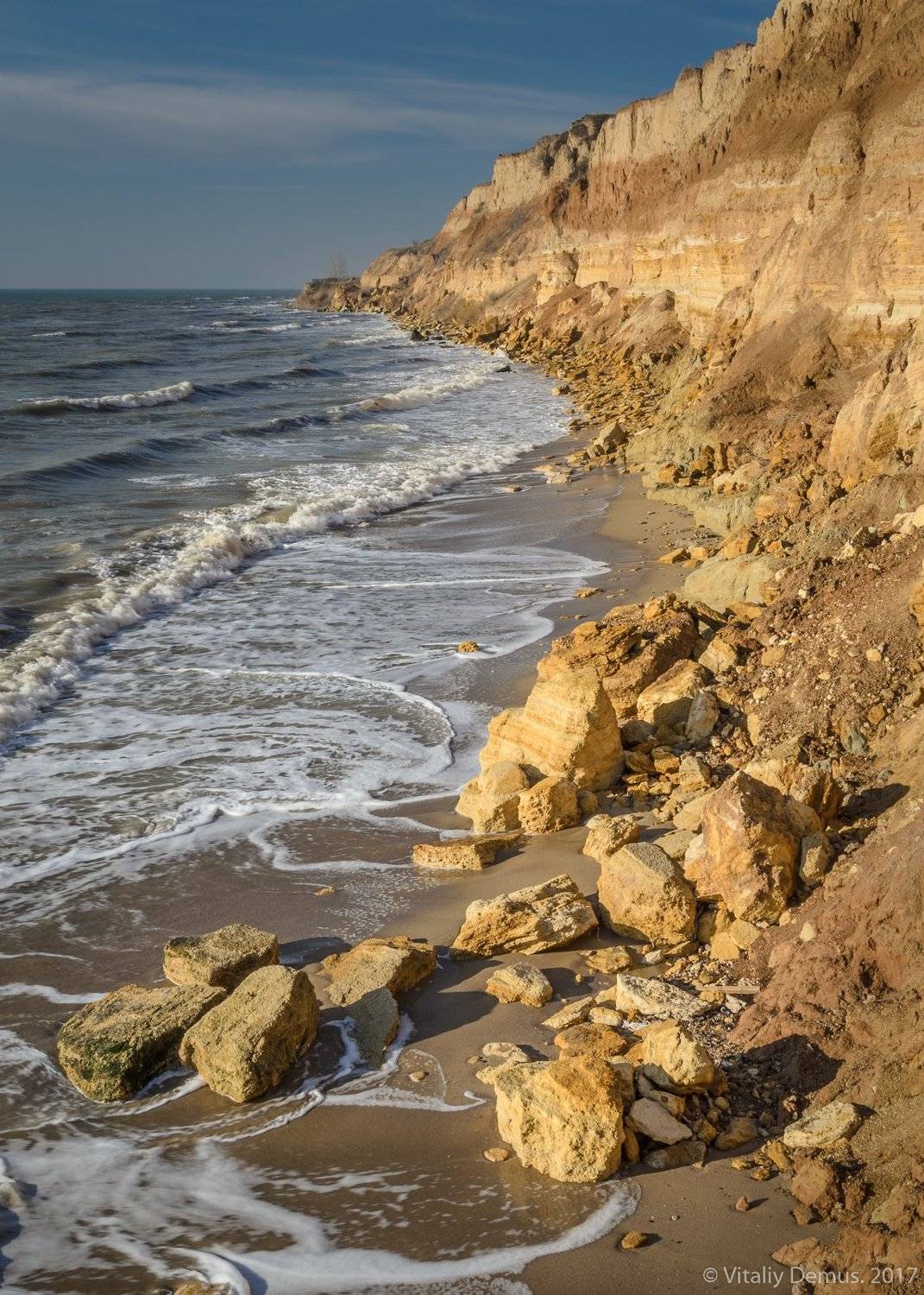 море, побережье, морской берег, горизонт, небо, скалистый берег, шторм, зима, Виталий