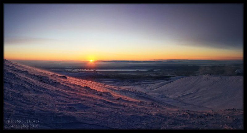 снег, горы, закат Хибинские зарисовкиphoto preview