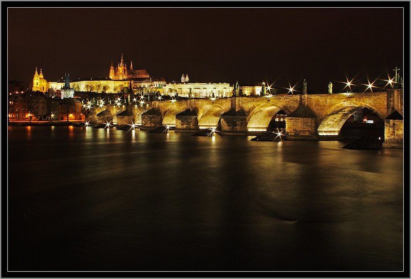ночной, город, прага, карлов, мост Карлово созвездиеphoto preview