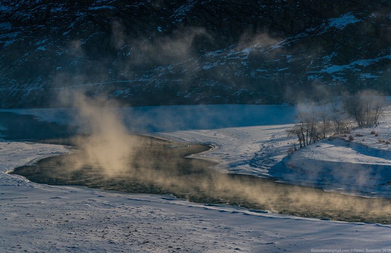 катунь, алтай, сибирь, стужа, мороз, пар, Катуньphoto preview